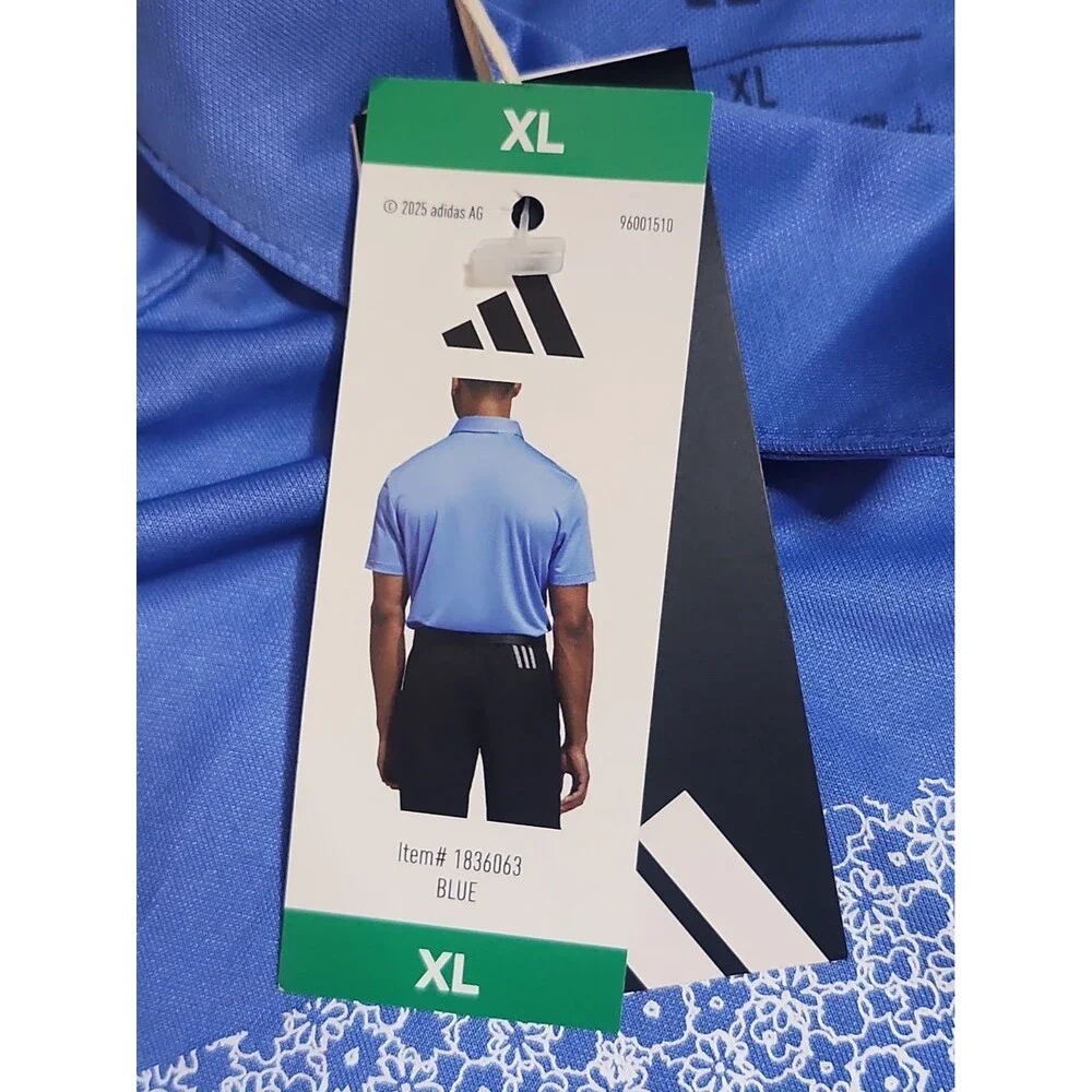 NWT - Adidas - Men's XL Blue Golf Polo Shirt #1836063 Floral